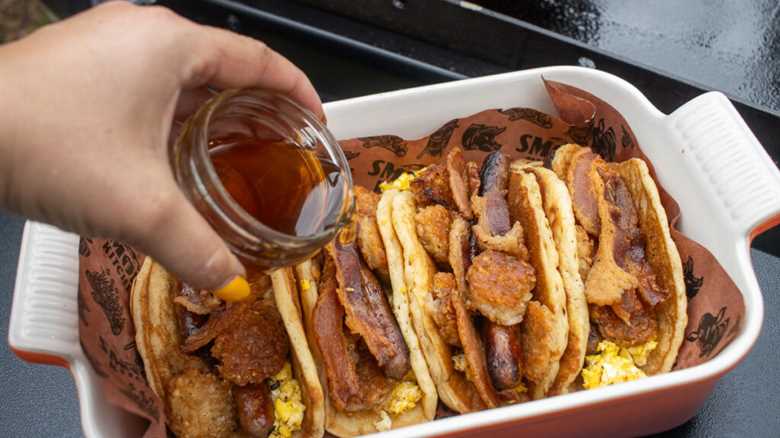 Pancake Breakfast Tacos on the Griddle