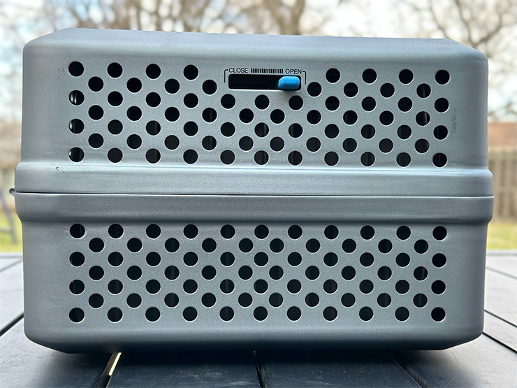 a close up view of the top air vent on the Nomad Grill and Smoker