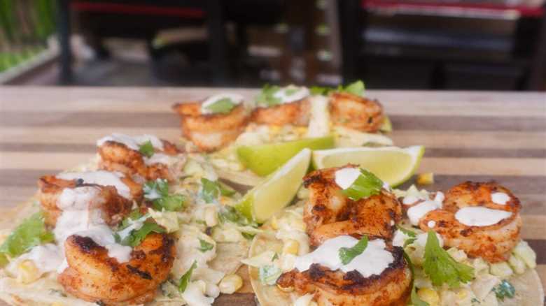 Grilled Shrimp and Corn Slaw Tacos