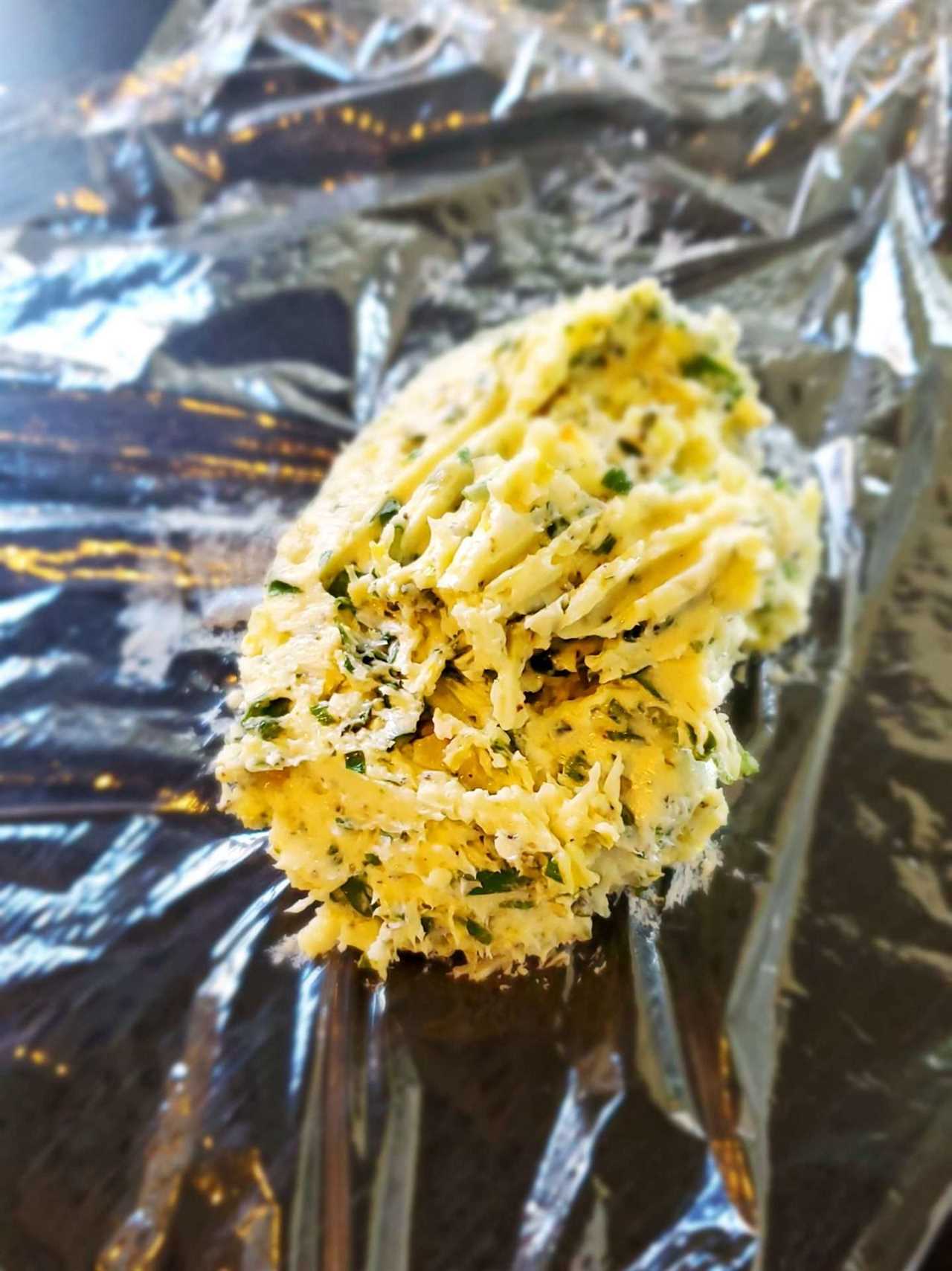 compound butter in plastic wrap