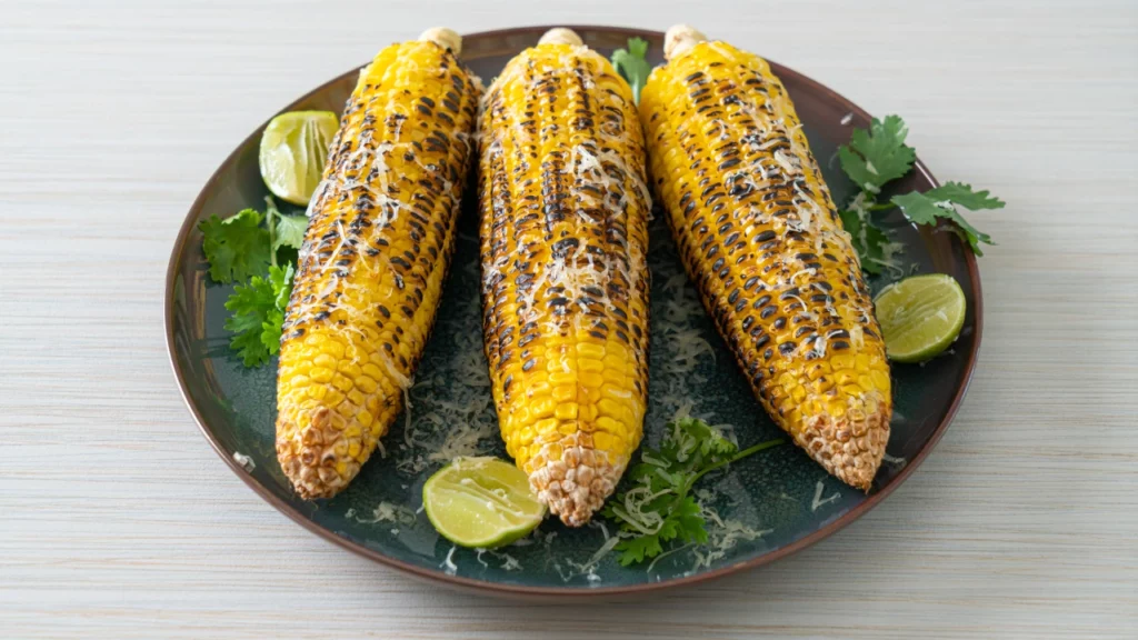 Grilled corncob with herb butter