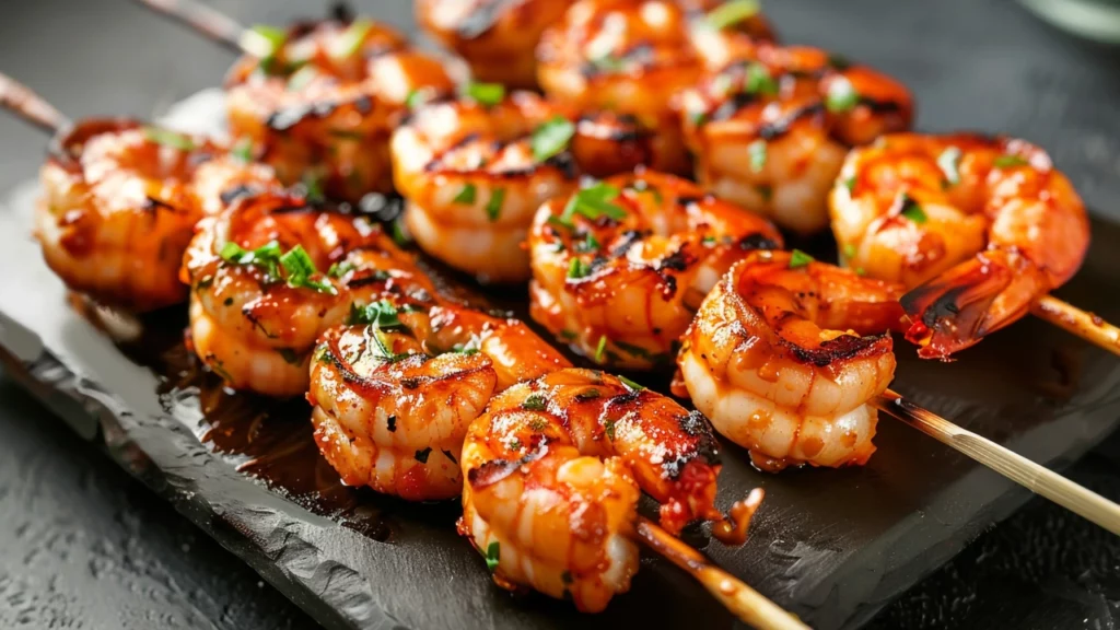 Spicy grilled shrimp skewers
