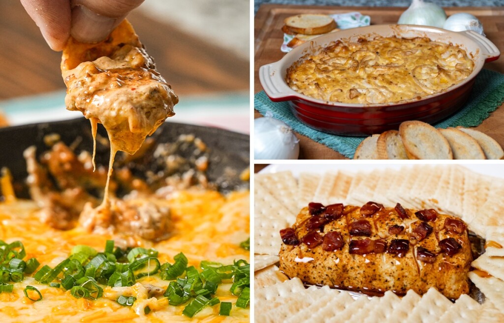 collage of smoked dips