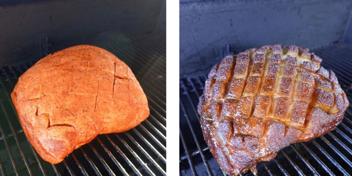 smoking phase of the pulled pork from start to finish.