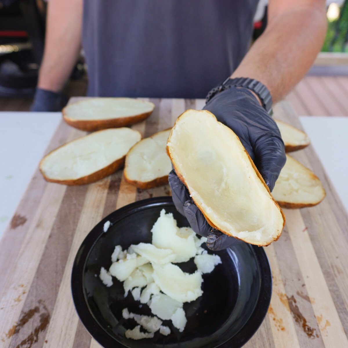 hollow baked potato skins.