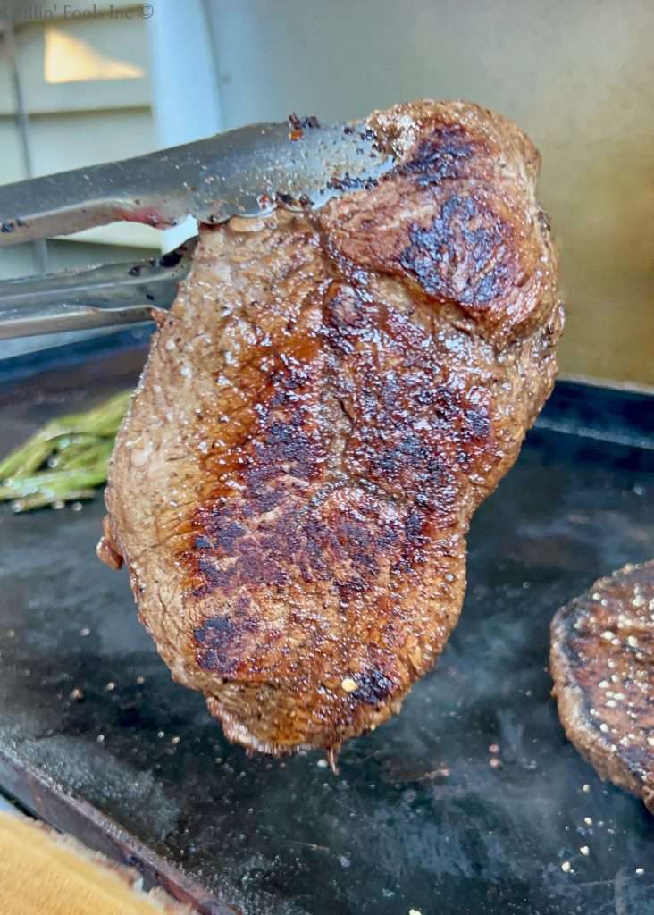 The browning on the second steak