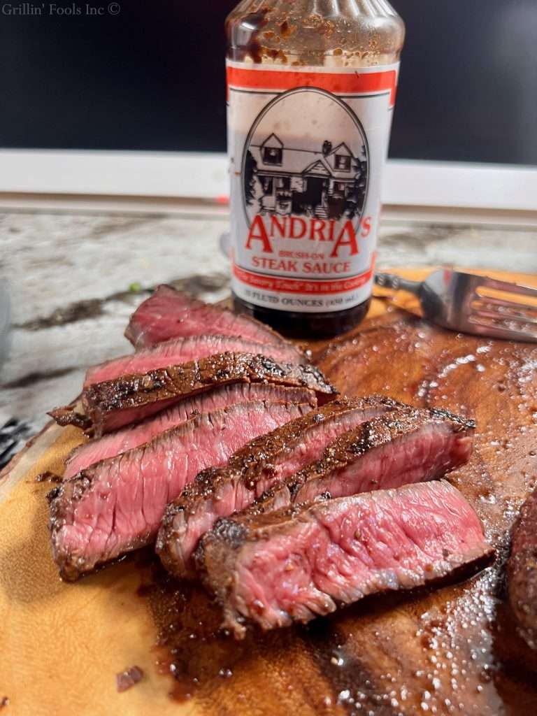 Thin sliced grilled sirloin steak