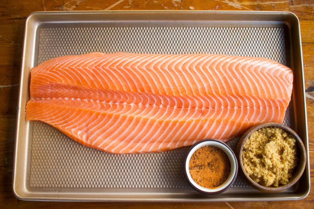 ingredients for smoked salmon on a pellet grill