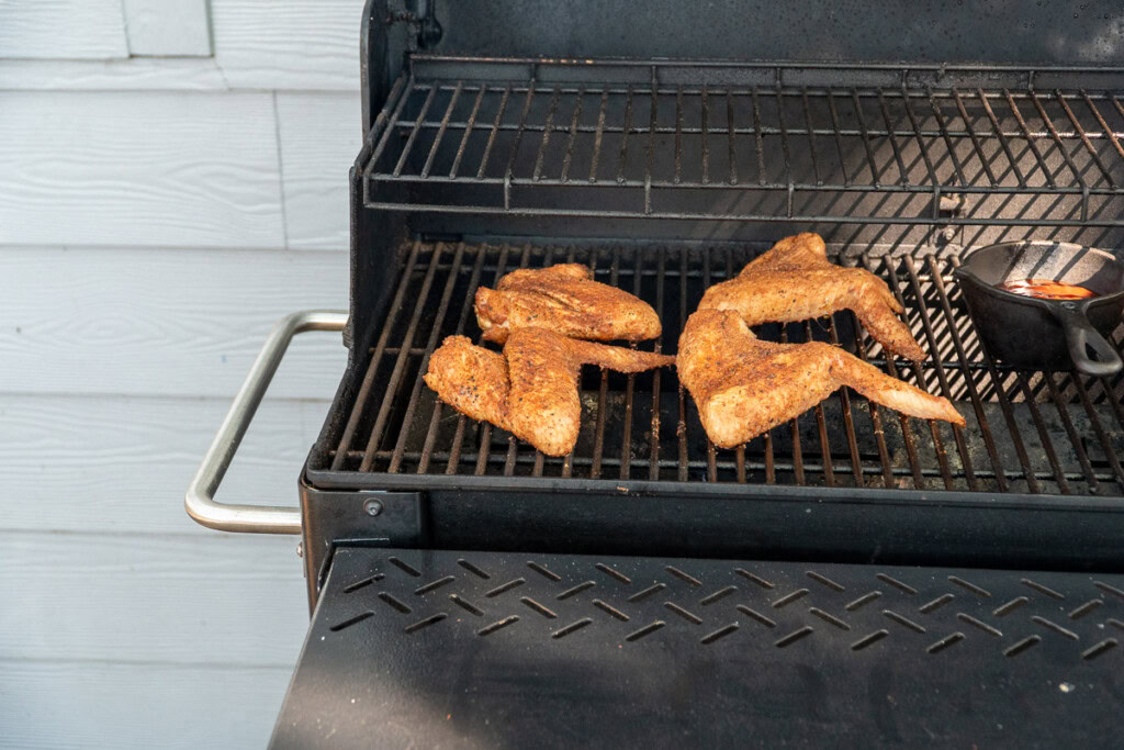 cooked turkey wings on the smoker