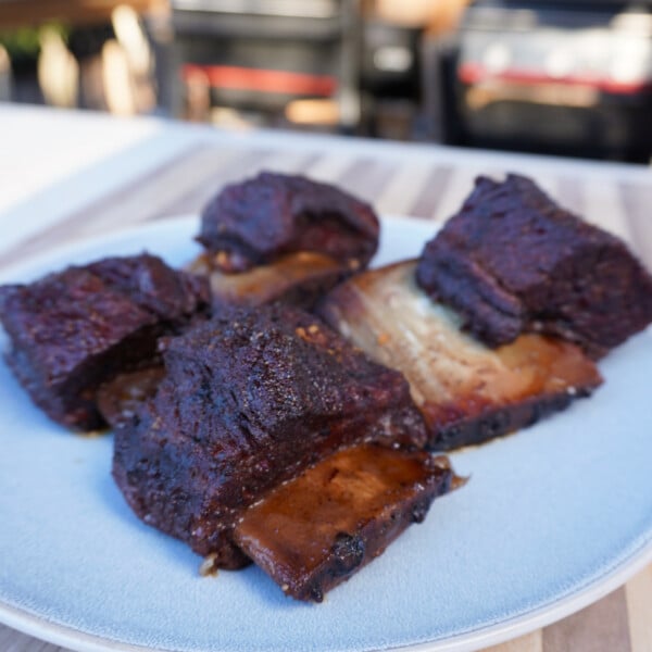 smoked short ribs on a plate.
