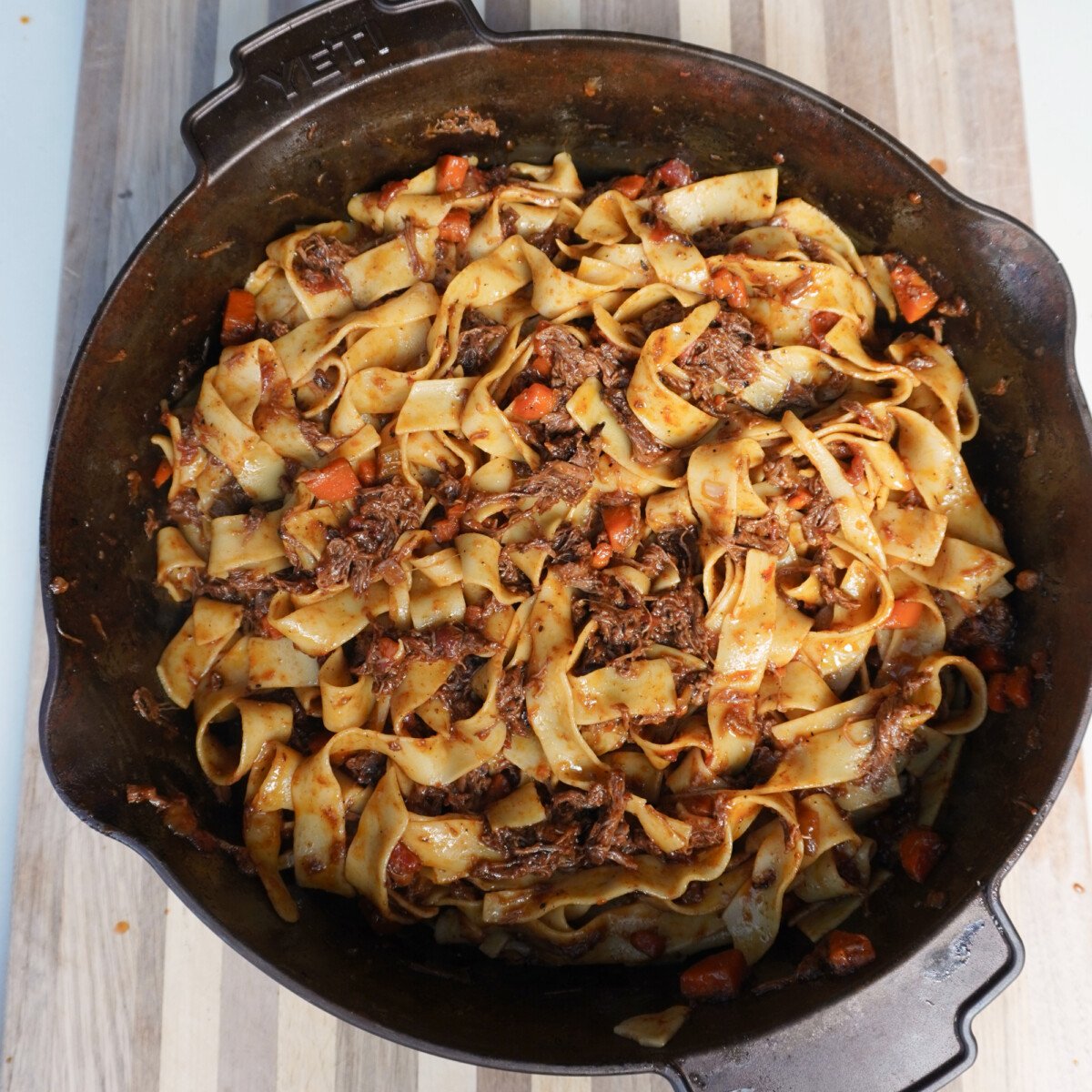 meat and pasta dish.