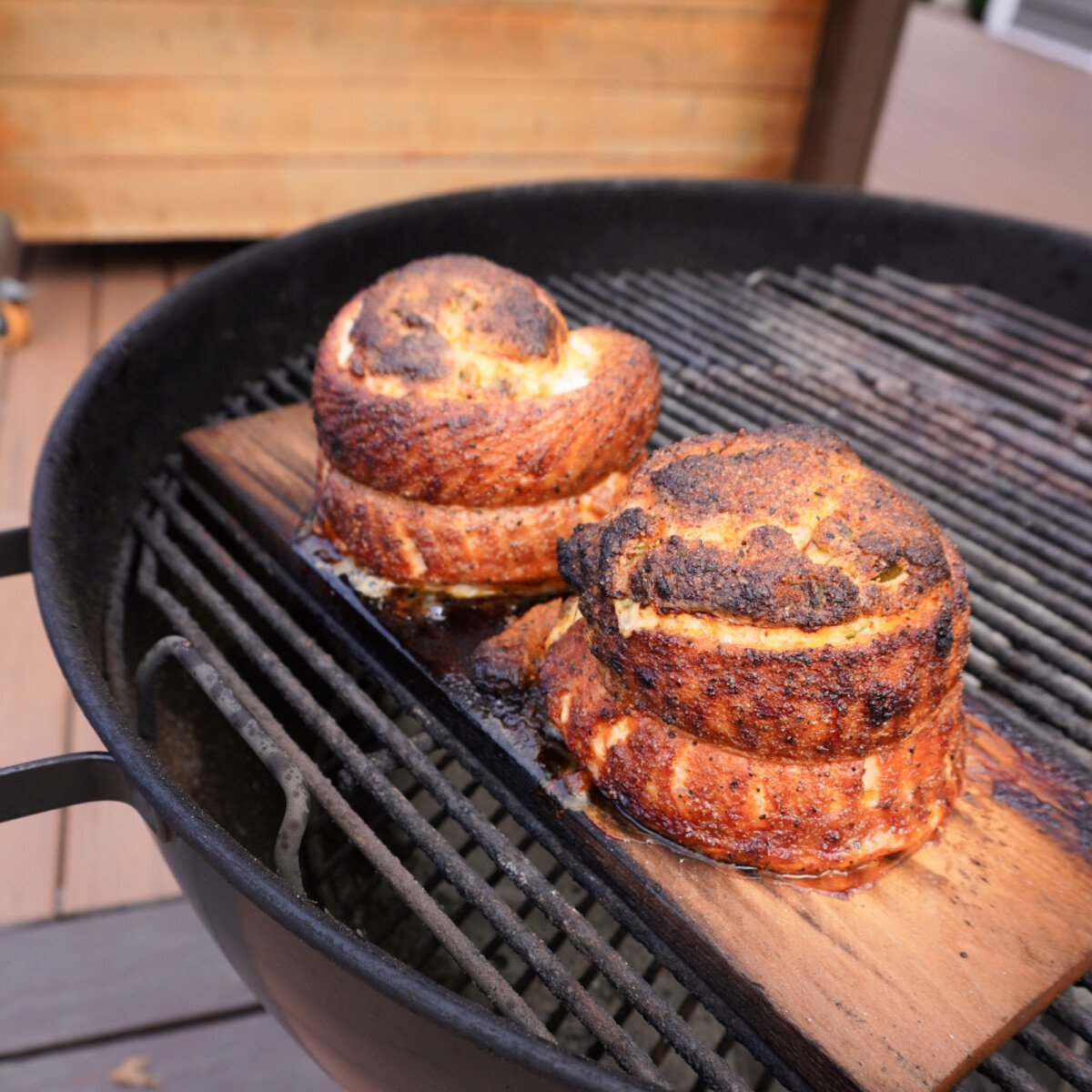 grilled salmon on grill.