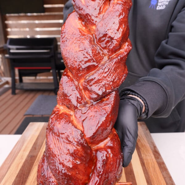 braided and saucy pork loin.