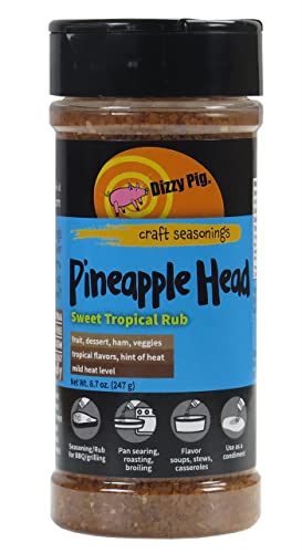 Dizzy Pig Pineapple Head Savory Sweet Tropical Seasoning Rub (8oz Shaker) - Seasons 30+lbs of Food - Hand Made in the USA - MSG Free, Gluten Free