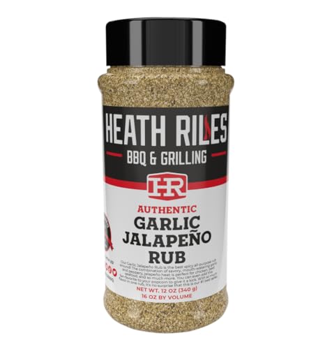 Heath Riles BBQ Rub - Garlic Jalapeño Seasoning, Champion Pitmaster Recipe, Legendary Rubs For Smoking & Grilling, 80+ BBQ Championships, 12 oz.