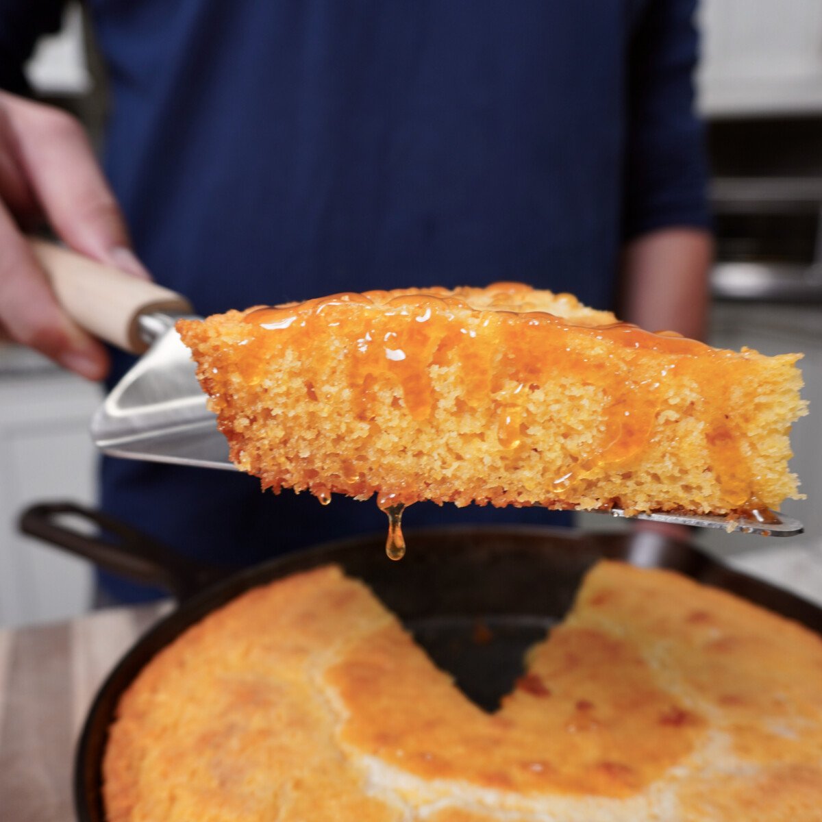 Easy Homemade Cornbread slice.
