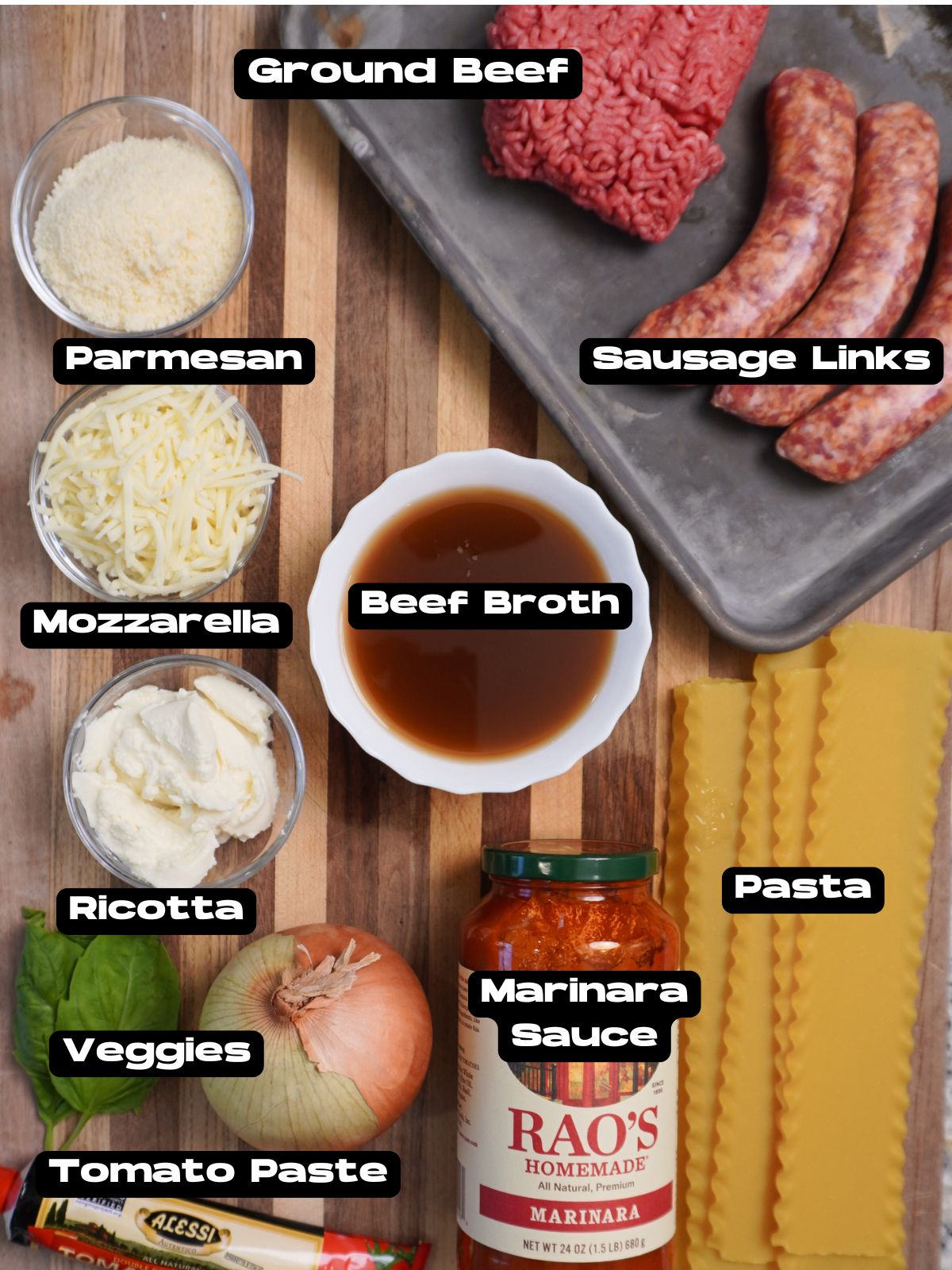 Ingredients for the Lasagna Soup.