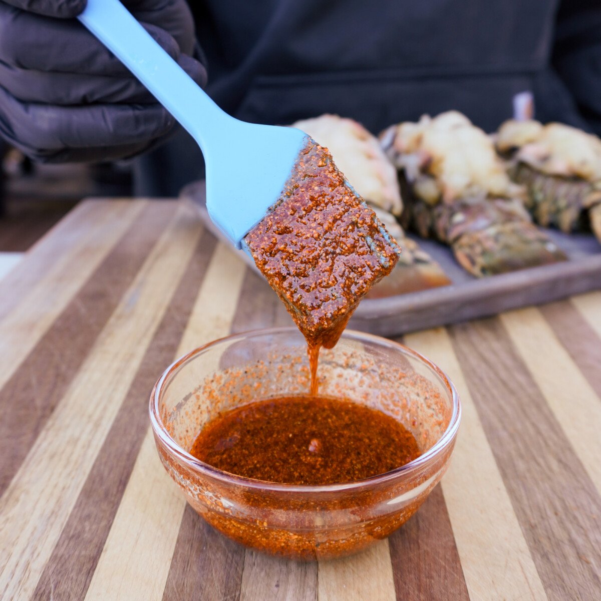 cajun honey oil spread for the lobster meat.