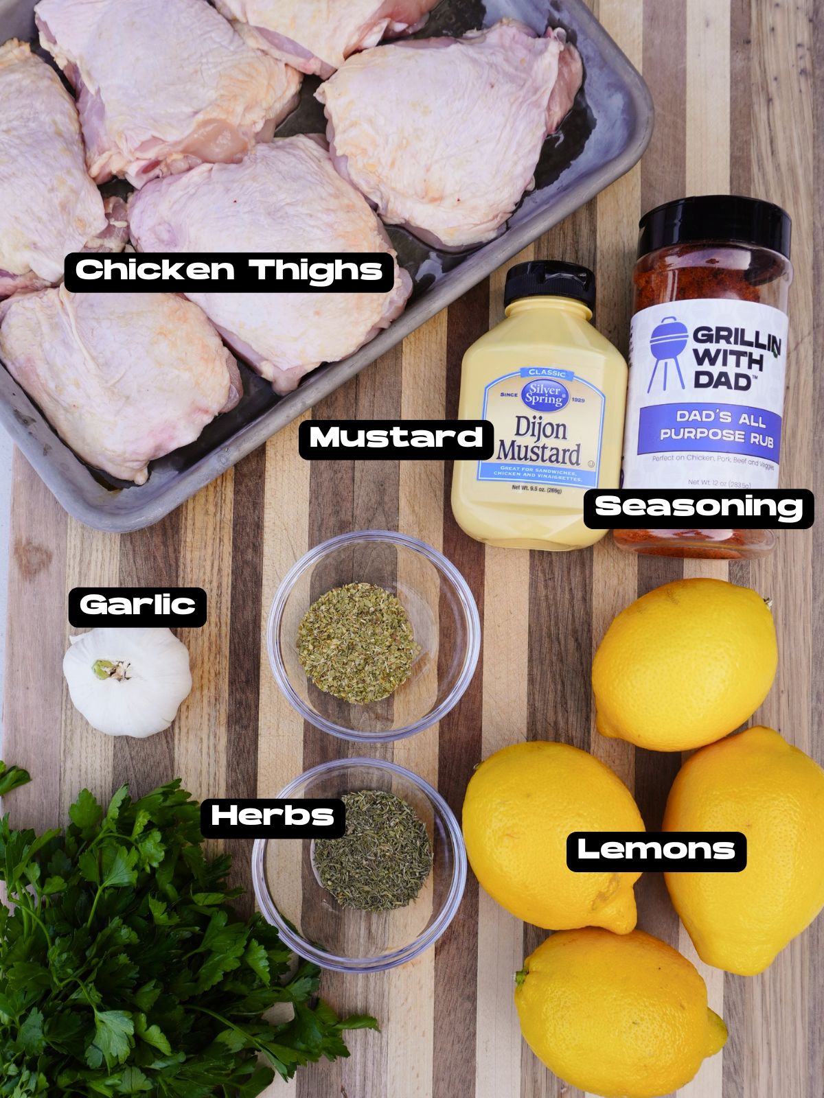 Grilled Greek Lemon Chicken Ingredients.
