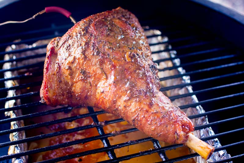 smoked leg of lamb on the big green egg