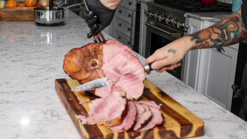 Double Smoked Maple Bourbon Glazed Ham on the Big Green Egg