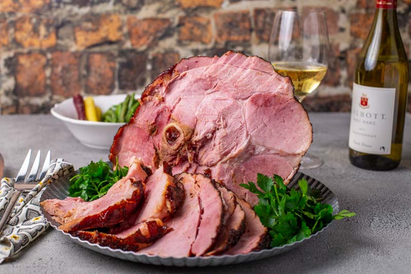 Double Smoked Maple Bourbon Glazed Ham on the Big Green Egg