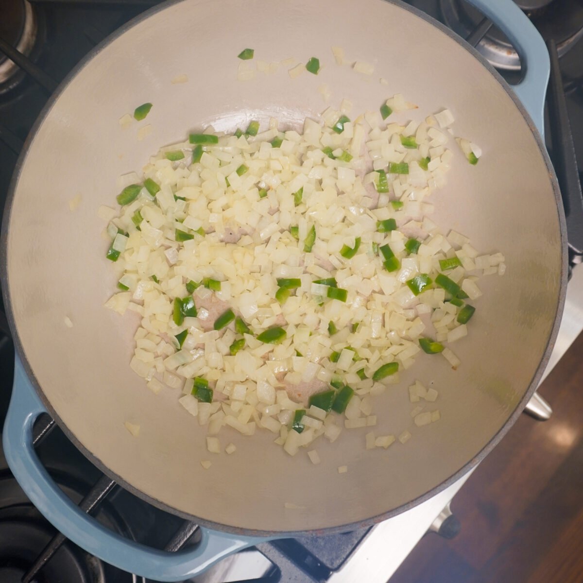 sauteing onions and jalapeno.