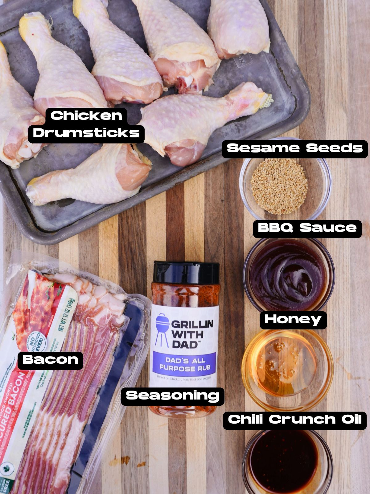 Bacon Wrapped Chicken Drumstick ingredients.