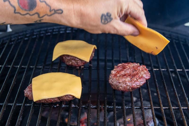 Big Green Egg Cheeseburgers