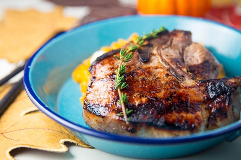 Big Green Egg Maple Brined Pork Chops