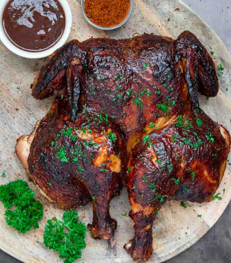 Big Green Egg Smoked Spatchcock Chicken