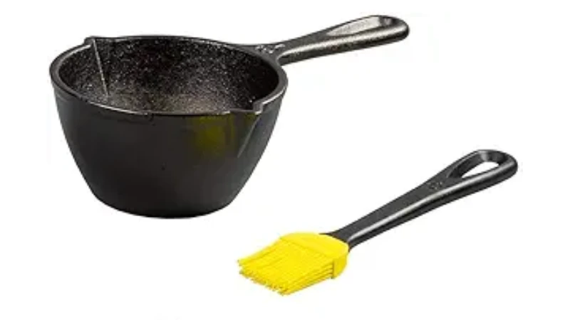 Lodge 15.2 Ounce Cast Iron Melting Pot + Silicone Basting Brush