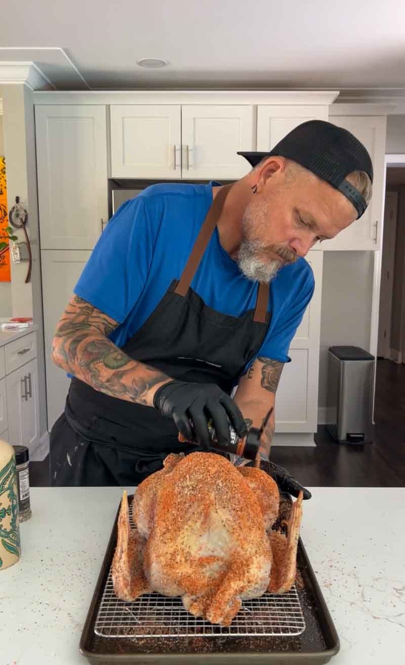 Big Green Egg Brined Turkey with Lanes BBQ