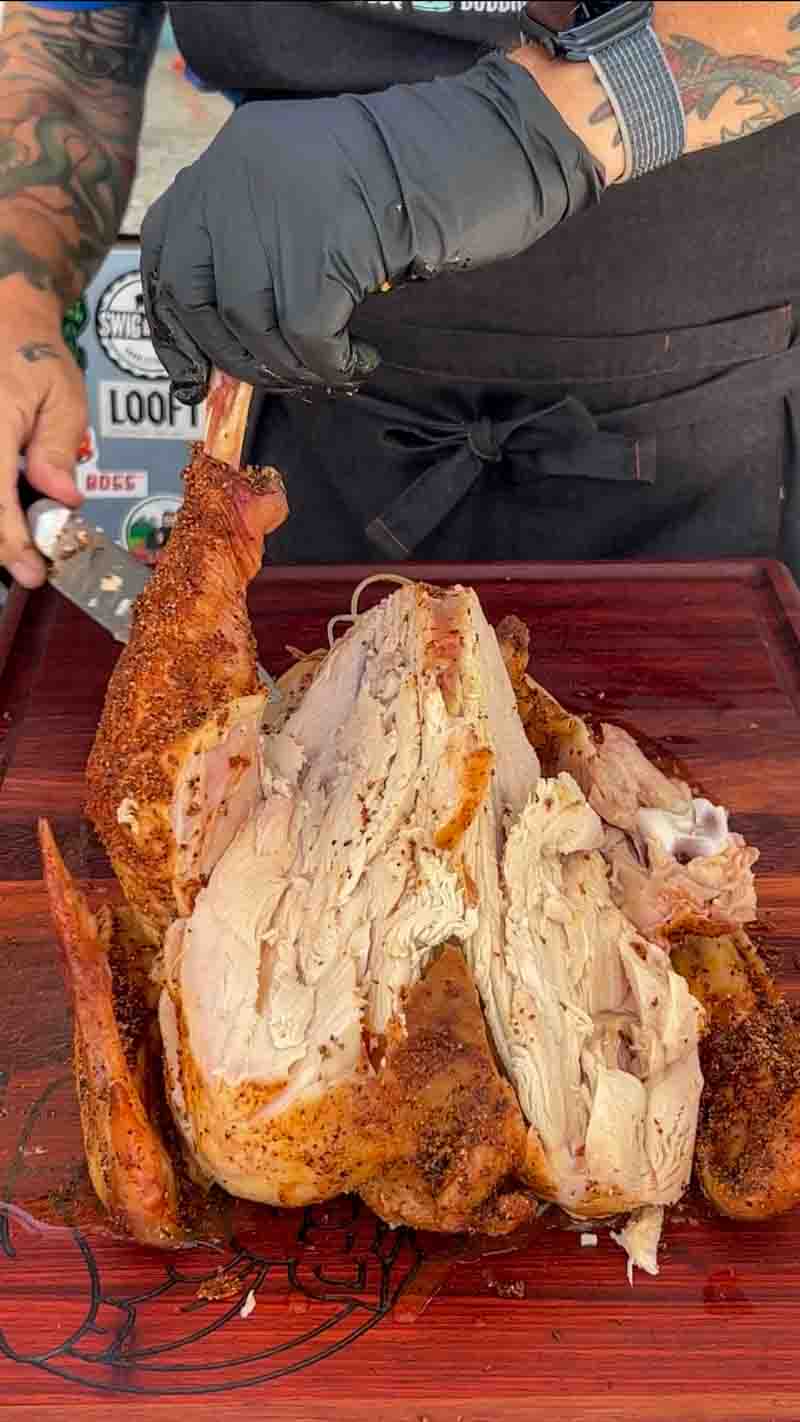 Big Green Egg Brined Turkey with Lanes BBQ