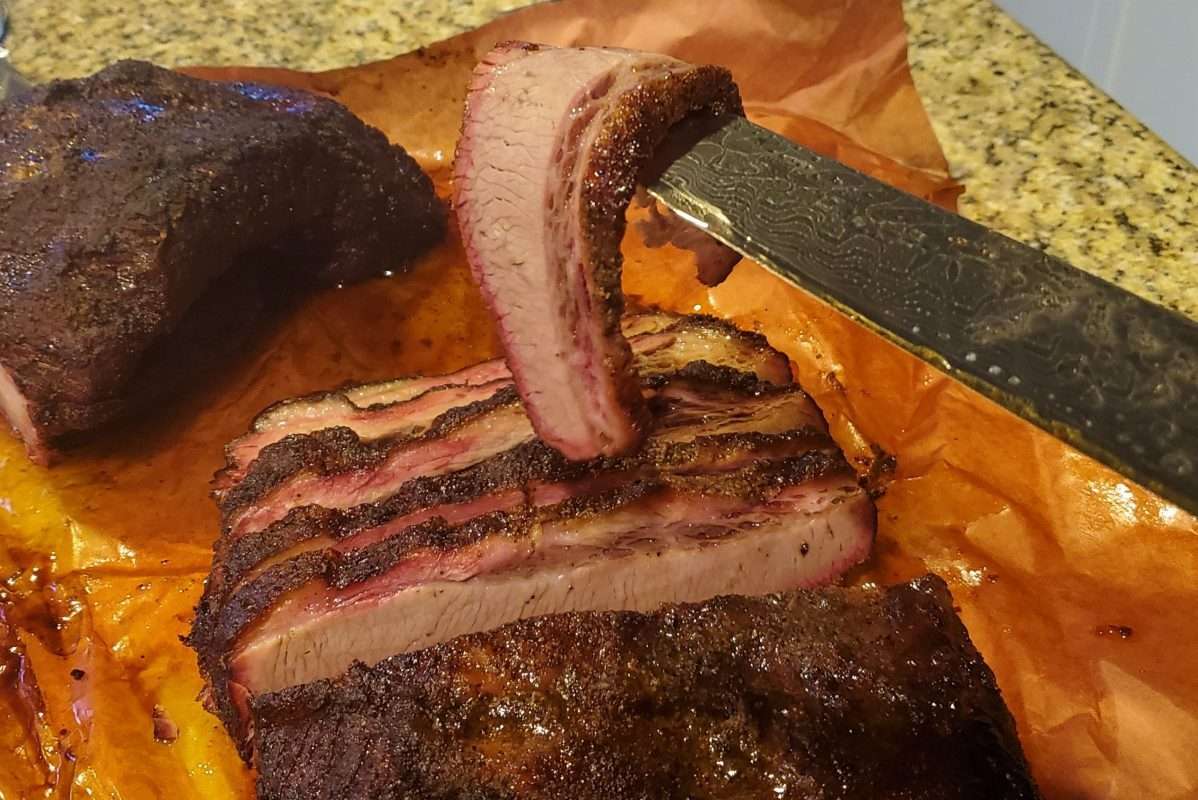 Pellet Grill Smoked Brisket Slice