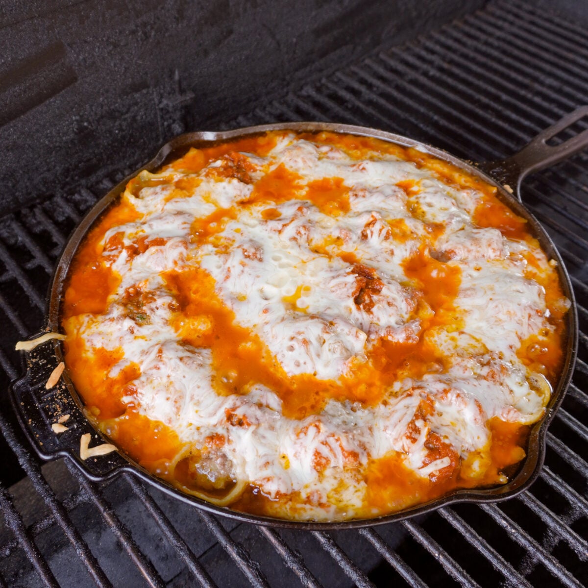 Smoked stuffed shells on the grill.