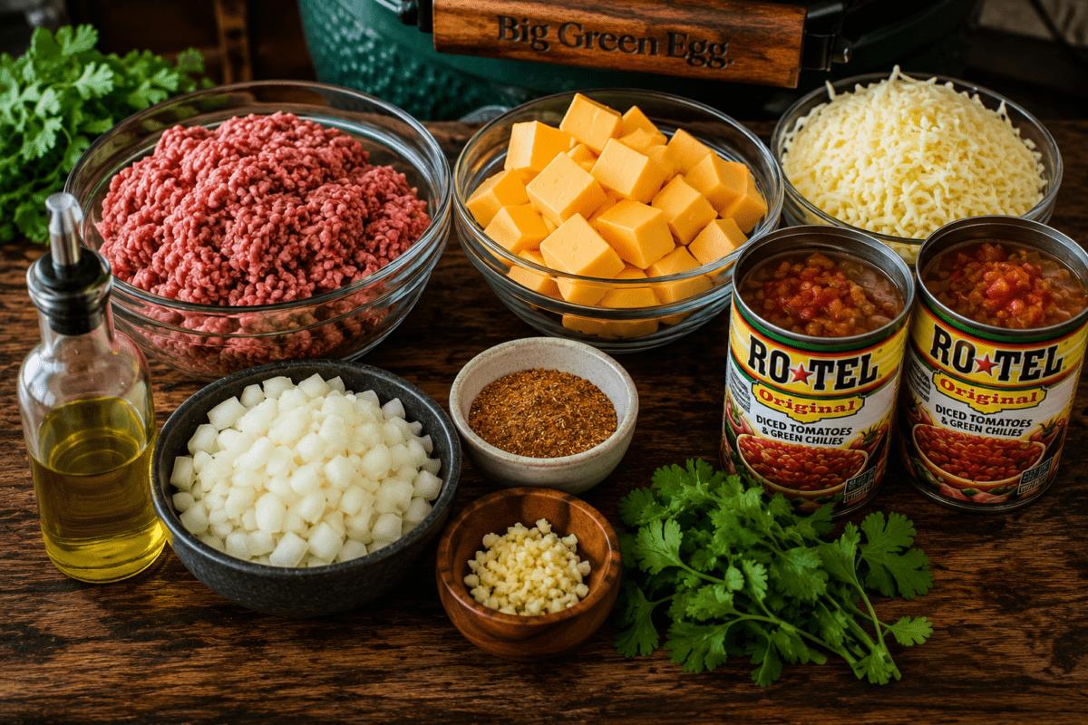 Cast Iron Queso Dip on the Big Green Egg