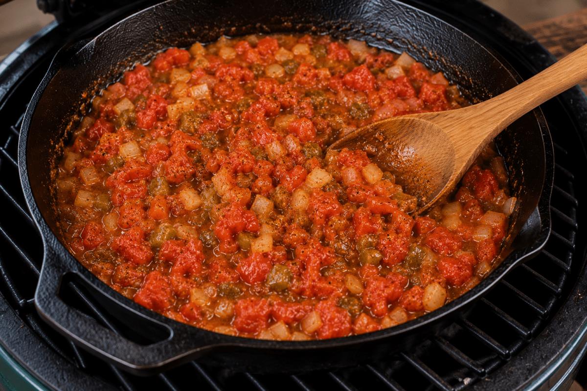 Cast Iron Queso Dip on the Big Green Egg