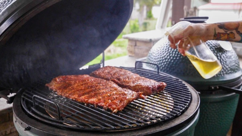 Cherry Coke Glazed St. Louis Ribs on the Big Green Egg