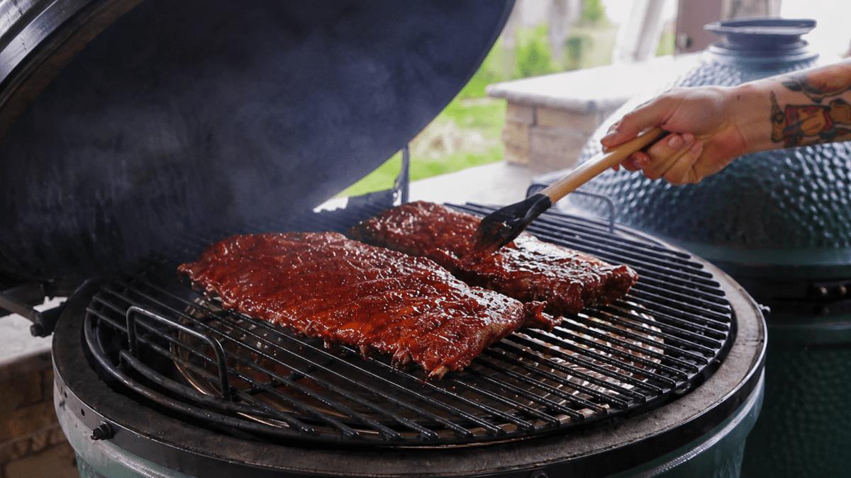 Cherry Coke Glazed St. Louis Ribs on the Big Green Egg