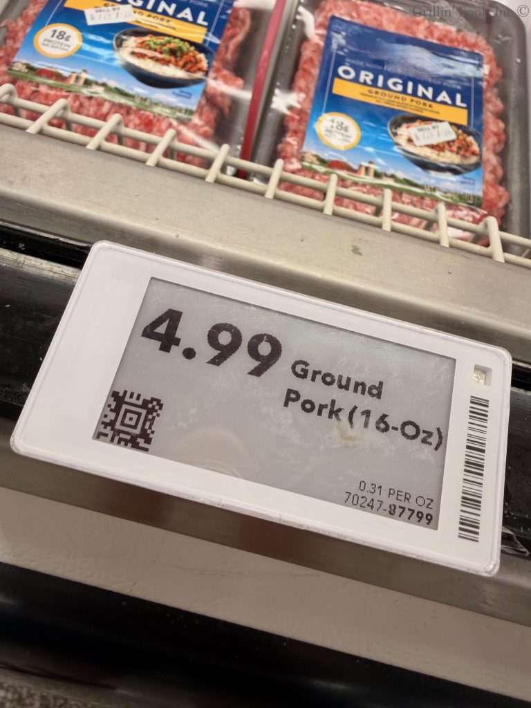 The grocery store price for the ground pork