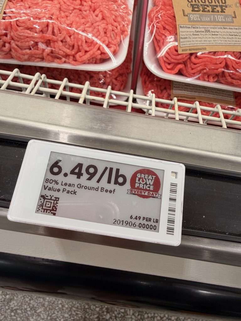 The price of 80/20 ground beef at the grocery store