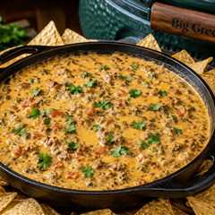 Cast Iron Queso Dip on the Big Green Egg