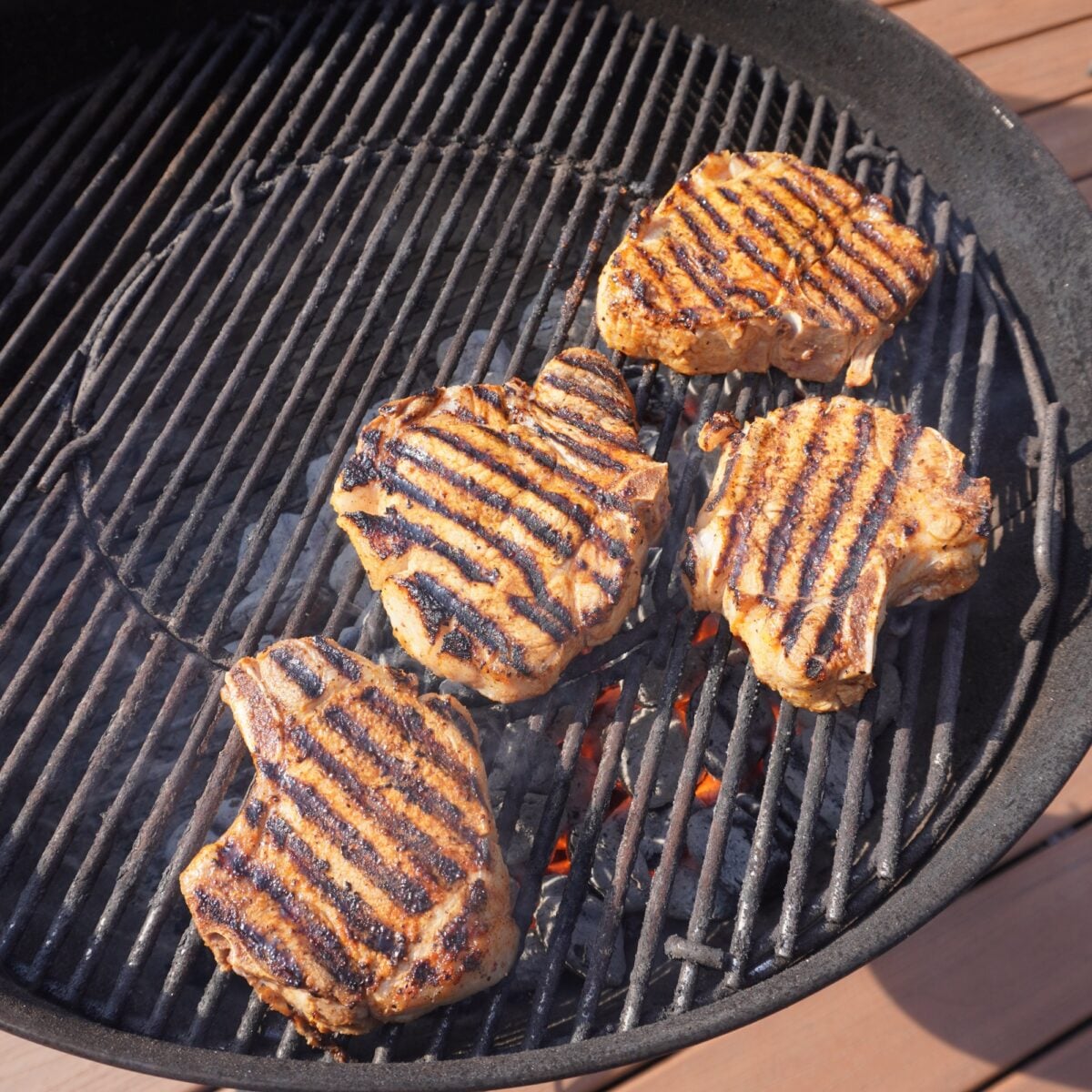 Easy Grilled Pork Chops on the grill.