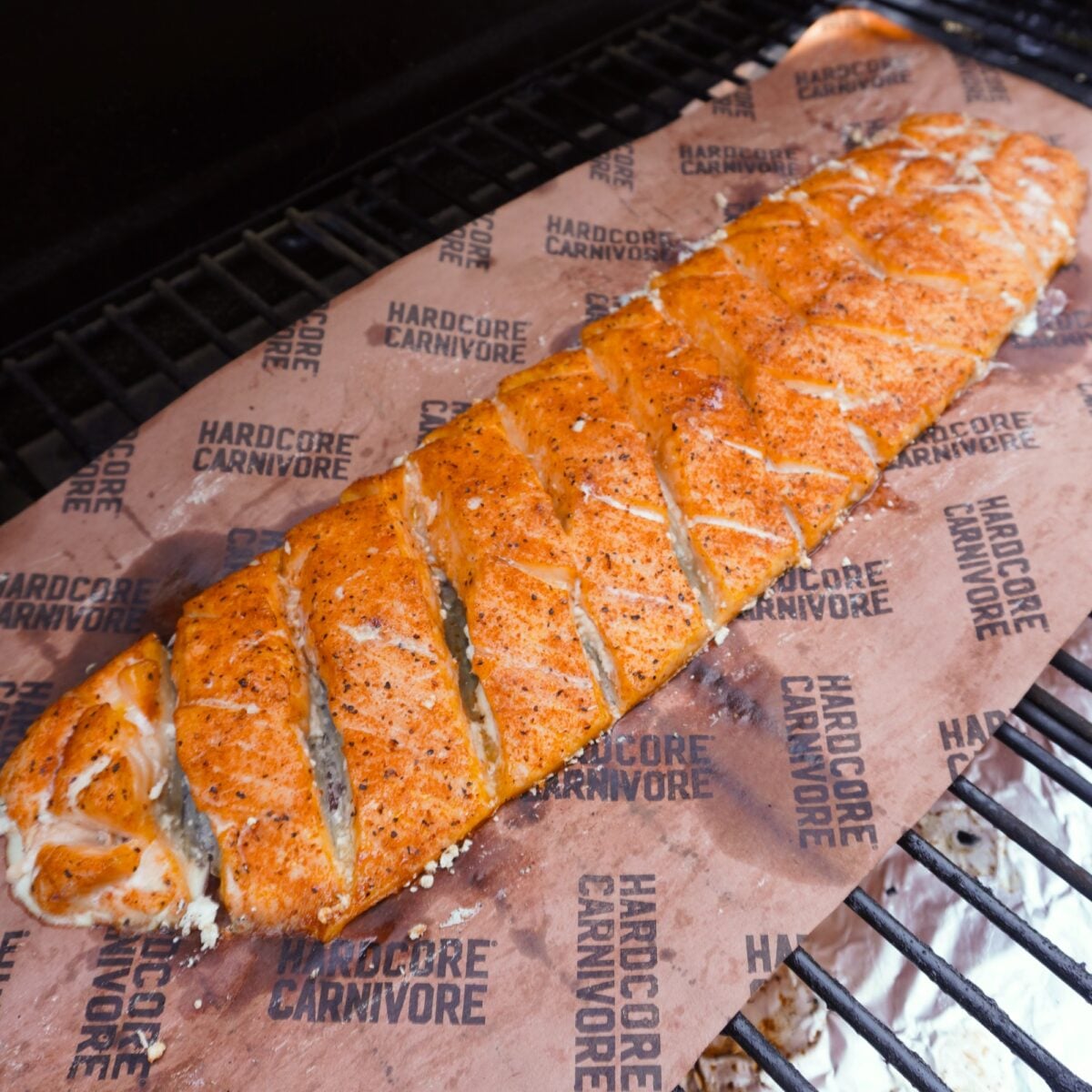 smoked salmon on the grill.