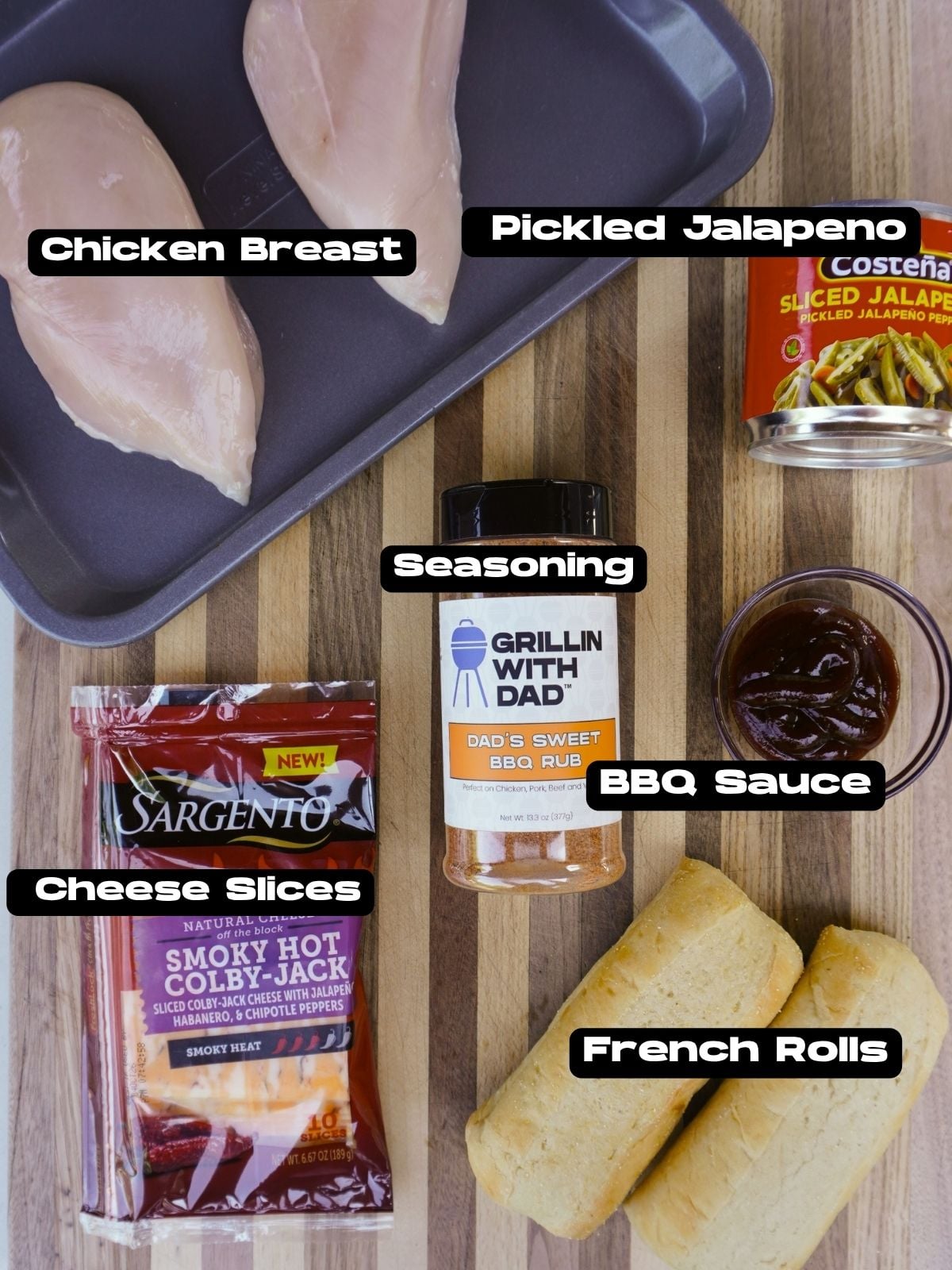 Ingredients for a chopped spicy chicken sandwich.