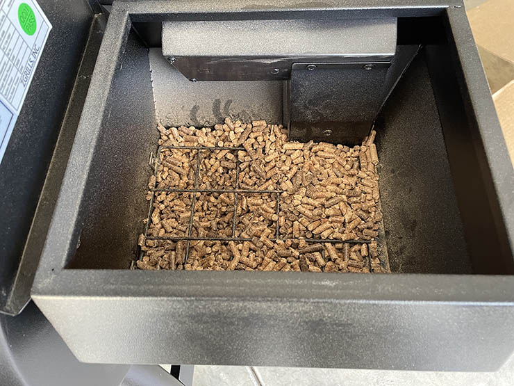 wood pellets in a pellet hopper