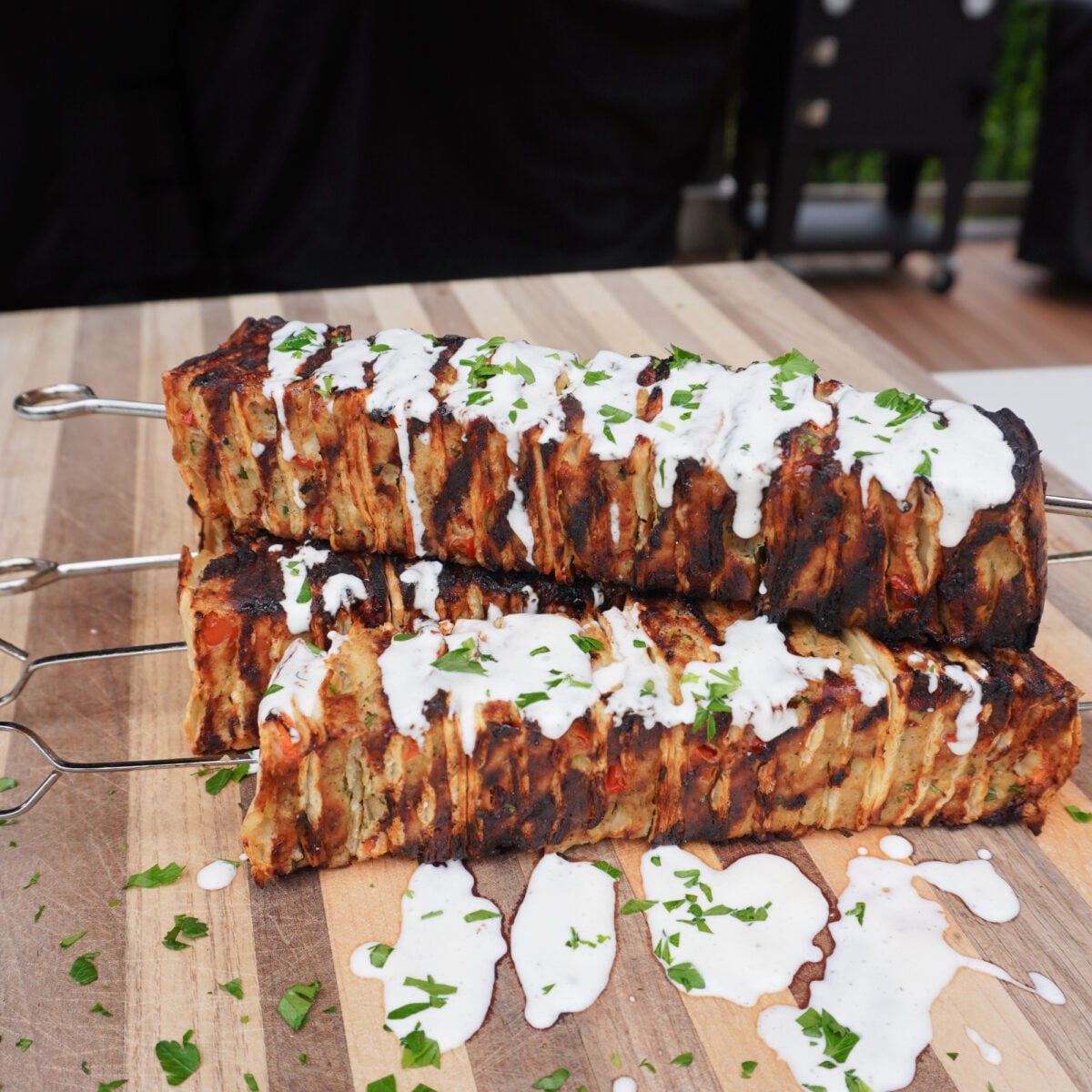 Grilled Chicken Shawarma Tortilla Kebabs.