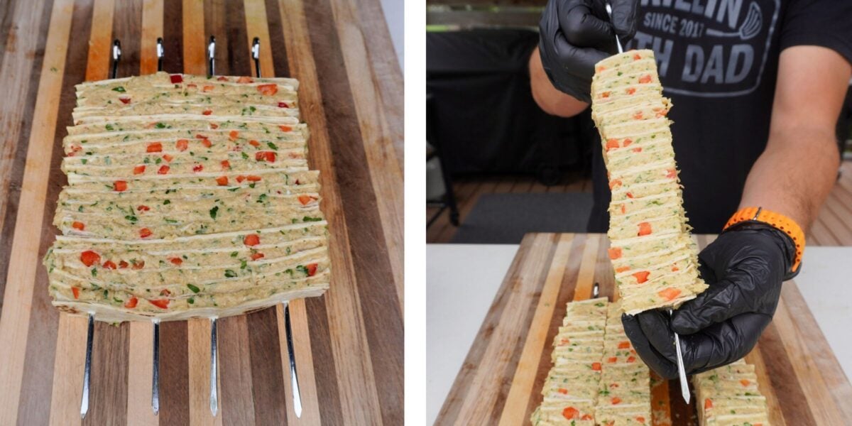 Assembled Chicken Shawarma Tortilla Kebab.