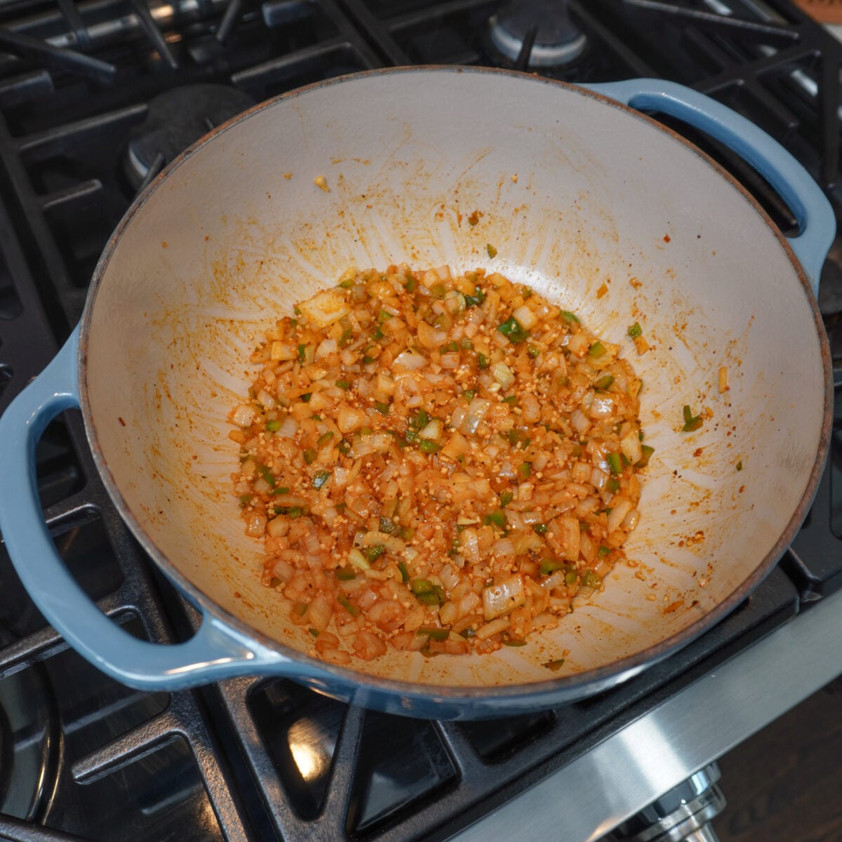 sauted veggies in dutch oven.